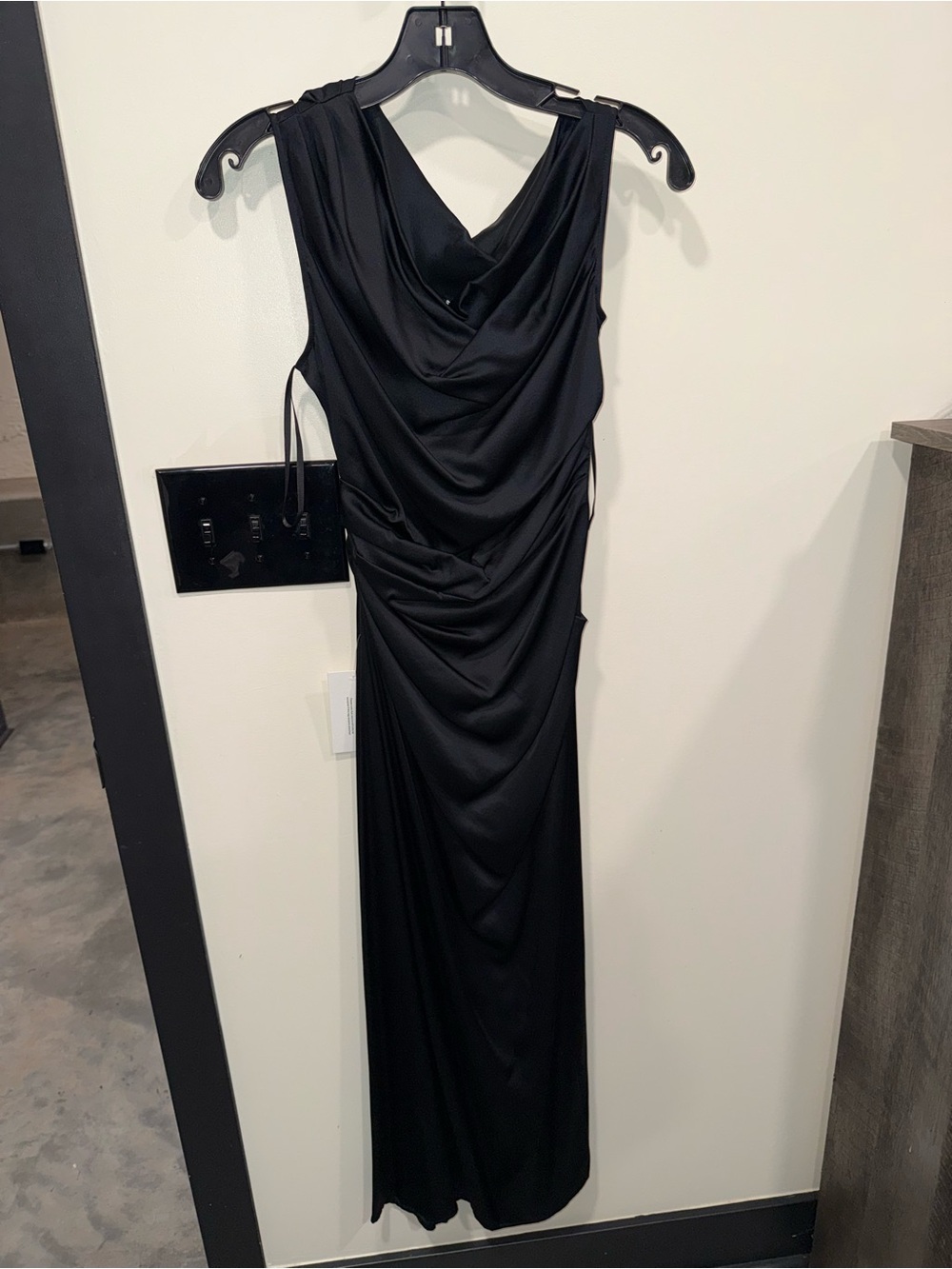 STAUD Phare draped silk-blend midi dress In Black US 0 $695 - Picture 3 of 9